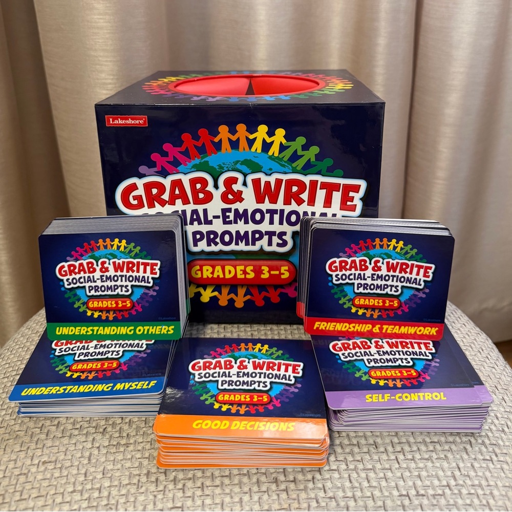 Lakeshore Grab & Write Social-Emotional Prompts Cards for Kids — Blue/Multicolor